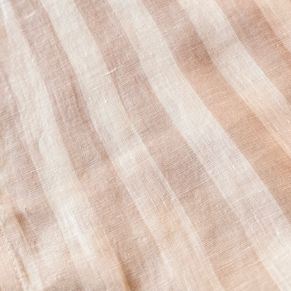 H&M Beige Striped Linen Shirtdress Maxi Dress Button Up Shirt Dress - Picture 11 of 13